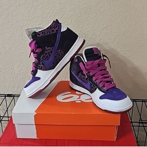 Nike Purple and Pink High-Top Dunks Sneakers